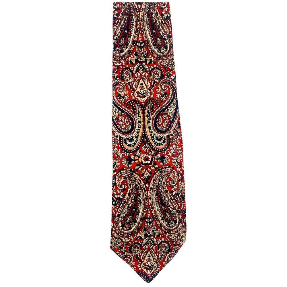 Vintage Marshall Field and Company Men’s Red Blue Paisley Print Dressy Neck Tie